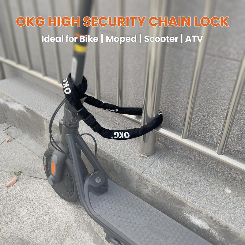 OKG Bike Chain Lock - 4 Foot, 1/4 inch Thick Square Cut Proof Chain, Hardened Alloy Steel Anti Theft Chain Lock for Bike, ATV, Scooter, Trailer, Moped, Grill, Gate Fence - Image 5